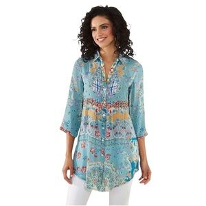 Soft Surroundings Boho Tunic Button Down Blouse